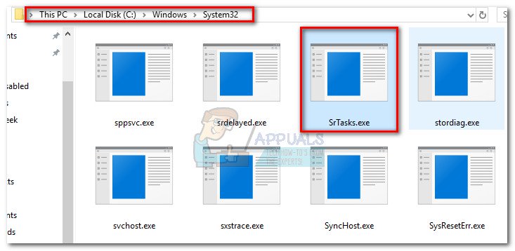 SrTasks.exe Opgaver i baggrunden for Microsoft® Windows Systembeskyttelse. 