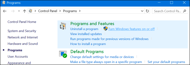 OptionalFeatures.exe ‎‎ميزات Windows