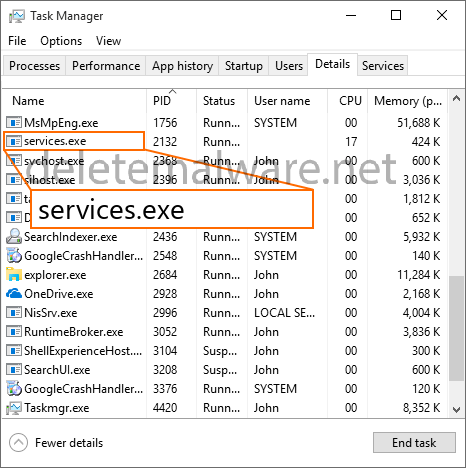 services.exe Aplicativo de serviços e controle (32 bits)