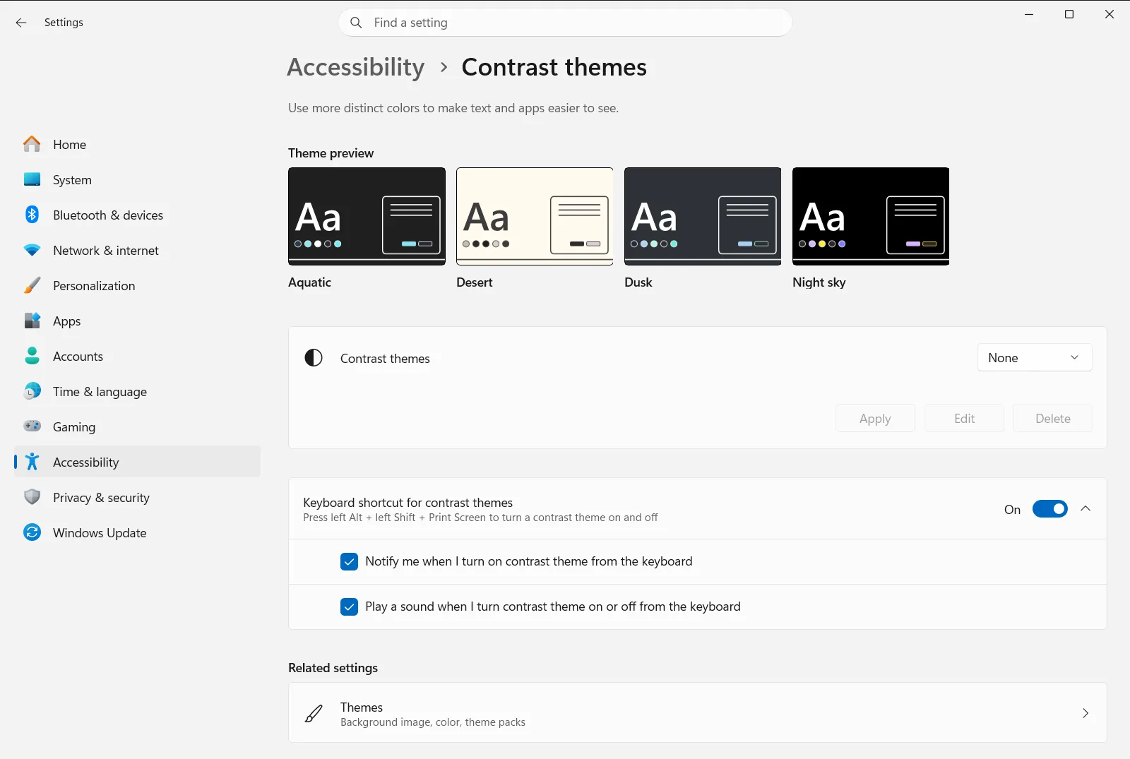Contrast themes