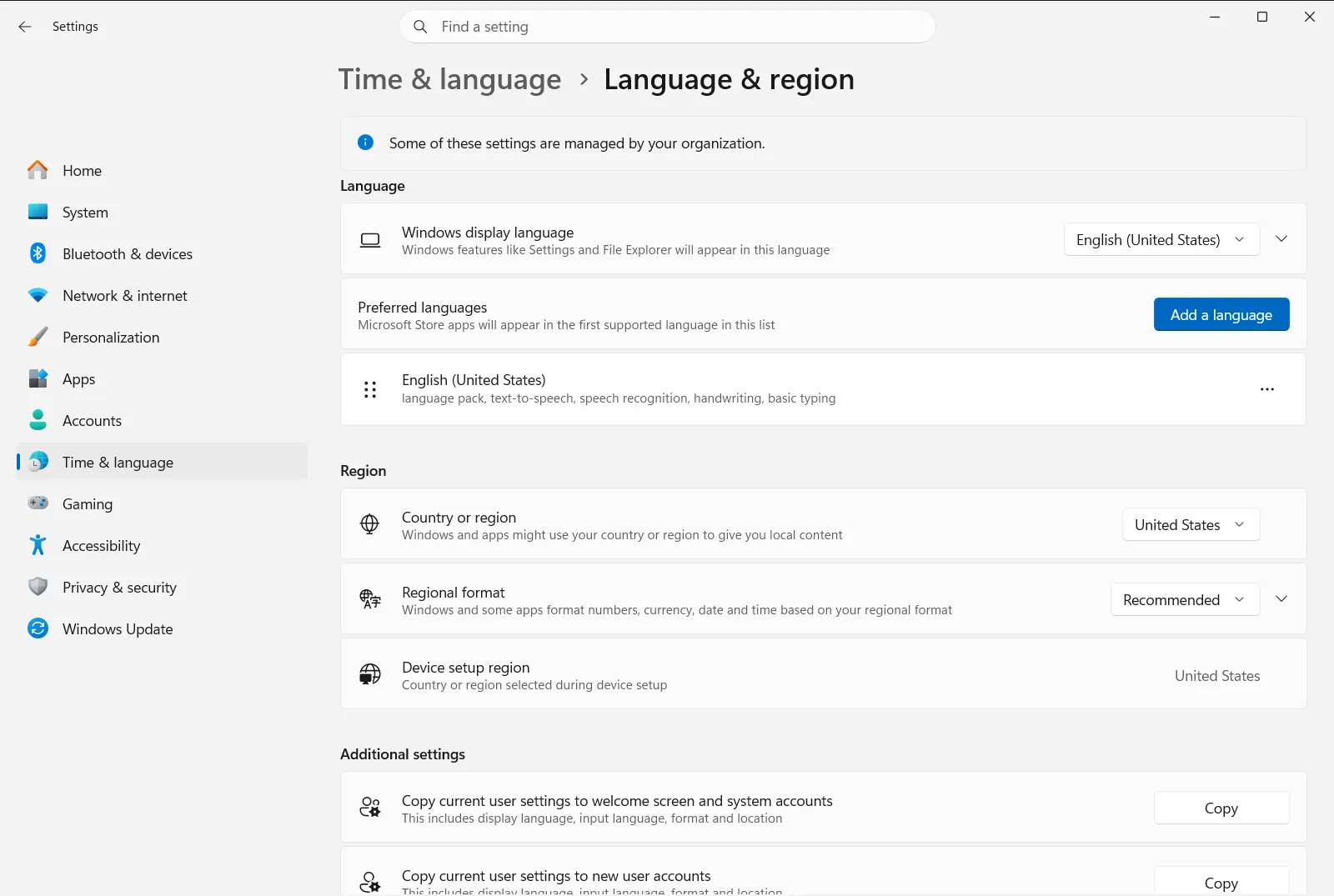 Language & region