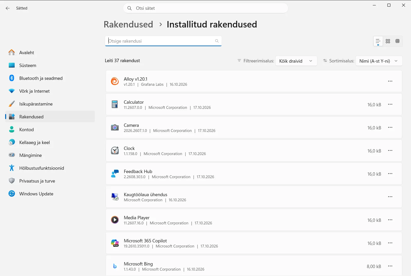 Installitud rakendused
