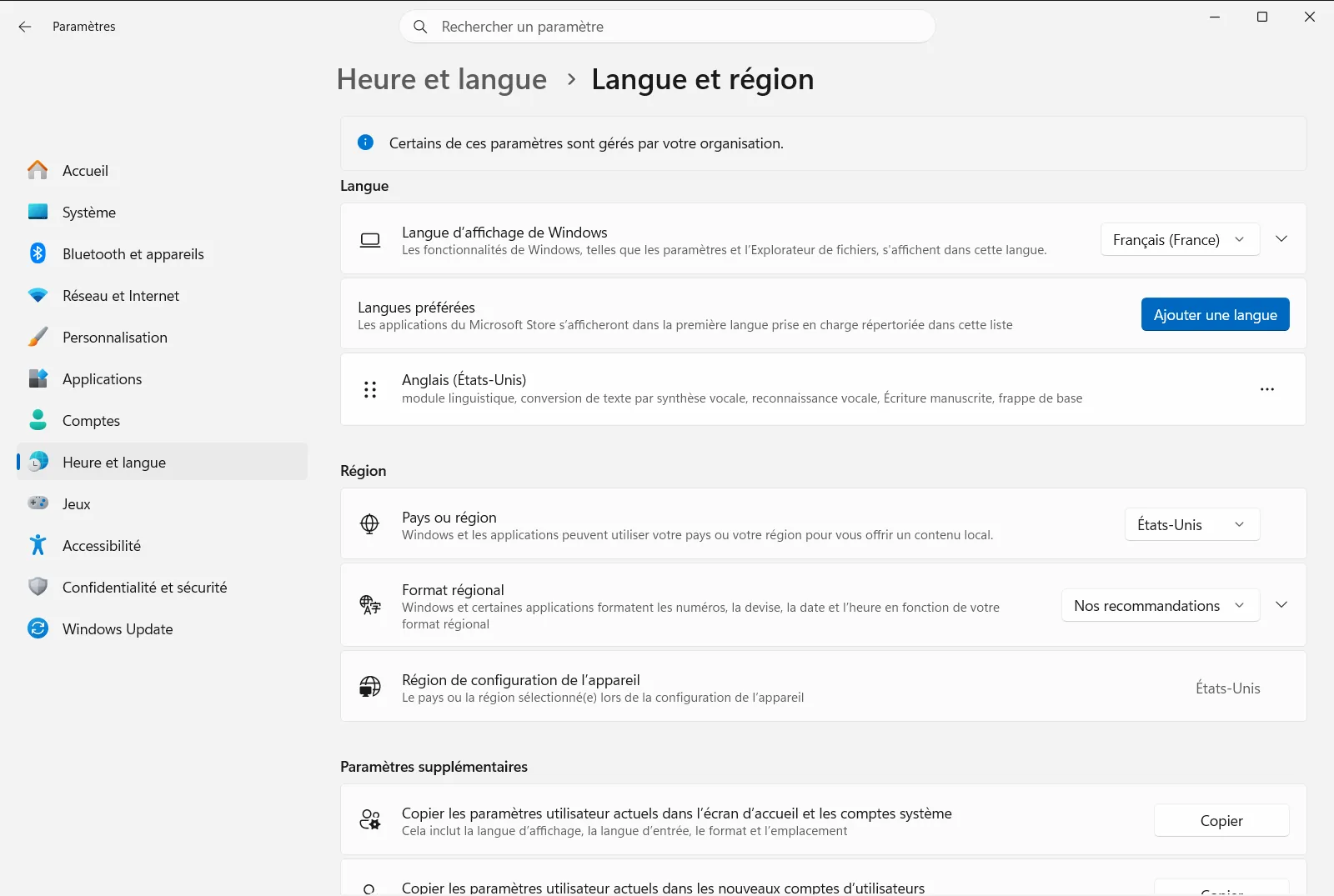 Langue et région
