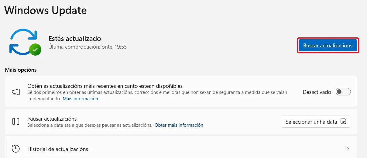 Buscar actualizacións