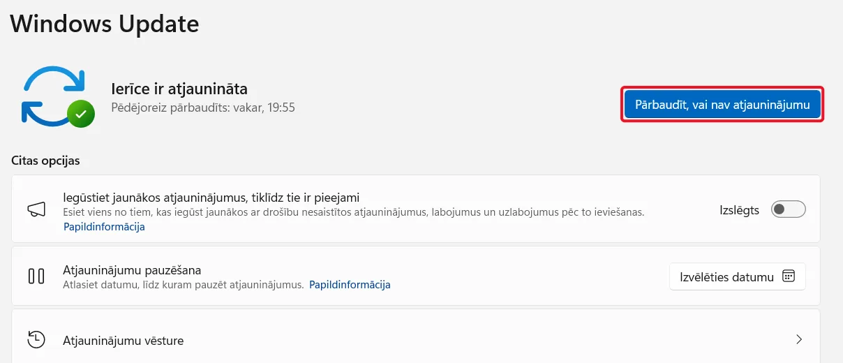 Pārbaudīt, vai nav atjauninājumu