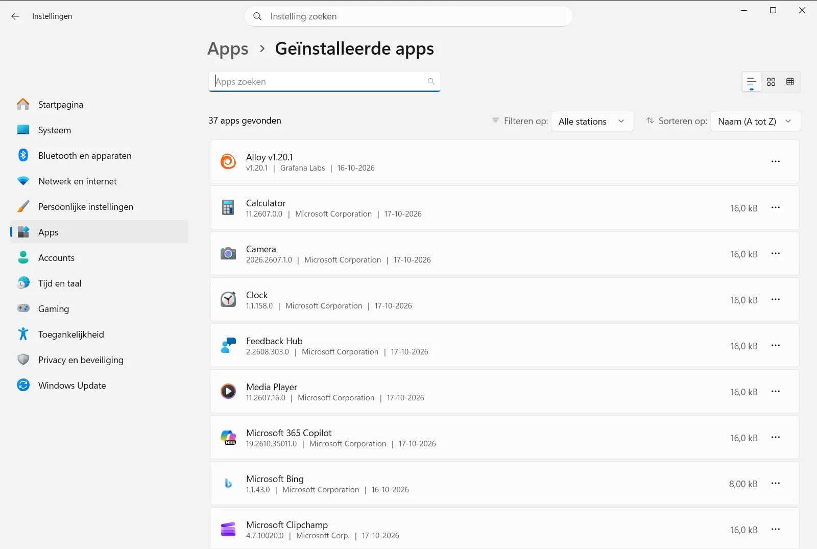 Geïnstalleerde apps
