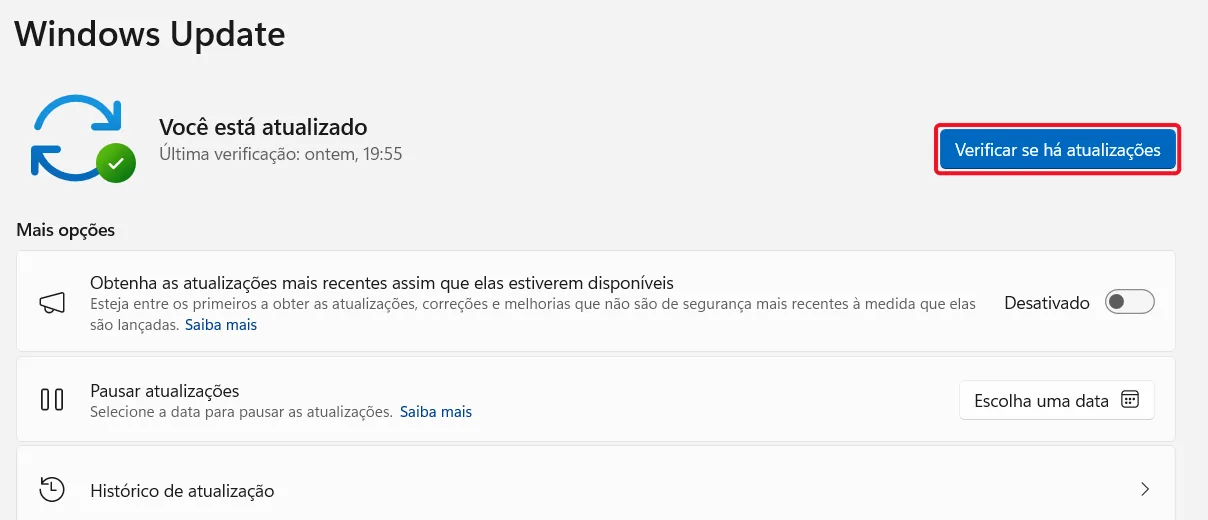 Verificar se há atualizações