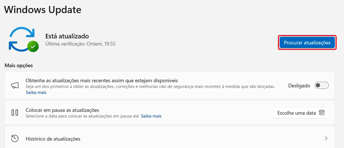 Procurar atualizações