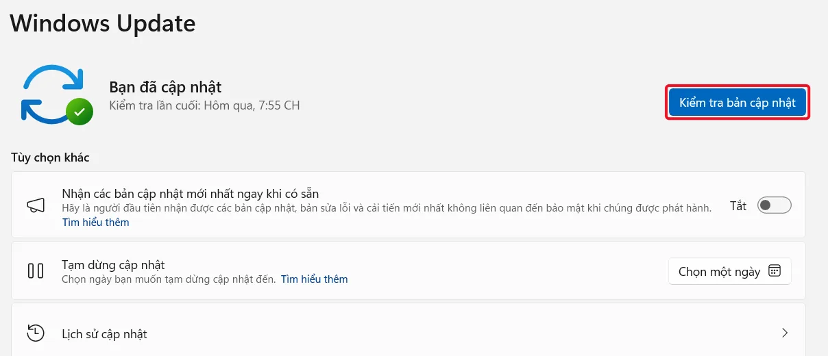 Kiểm tra bản cập nhật